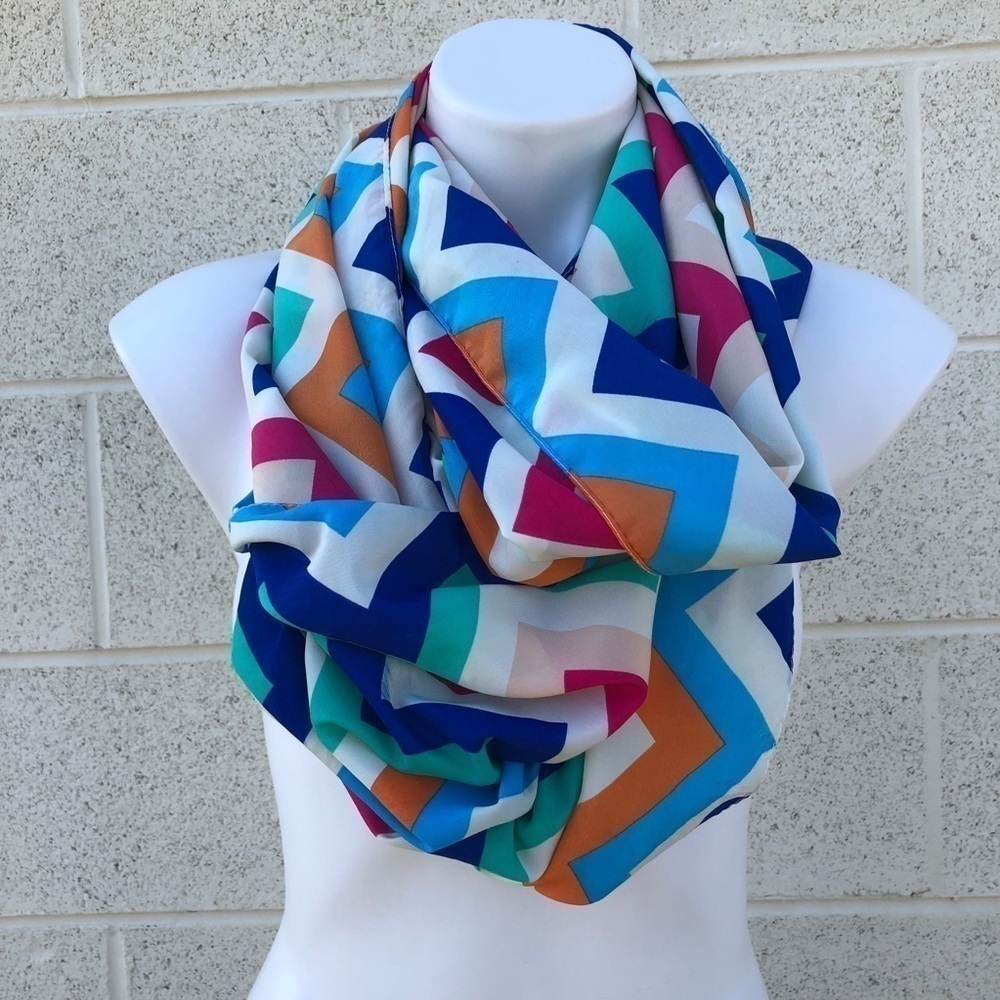 MULTI Color Summer Rainbow Chevron Infinity Loop Scarf